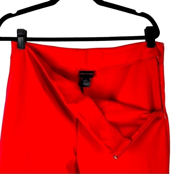 NINA MCLEMORE RED COTTON BLEND HIGH RISE SLIM TROUSER PANT - Picture 9 of 12